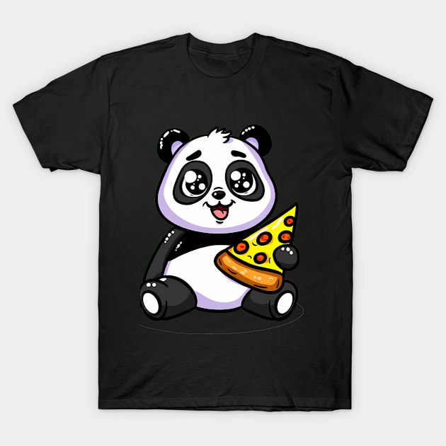 Cute Panda Bear Eating Pizza T-Shirt by dukito